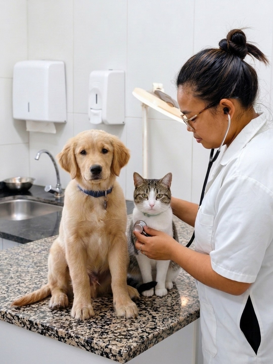 Cão e gato na clínica veterinária Mundinho dos Pet's em Madureira